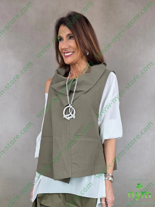 gilet cotone con tre bottoni 100co U / MILITARE / PE26 CAPOSPALLA