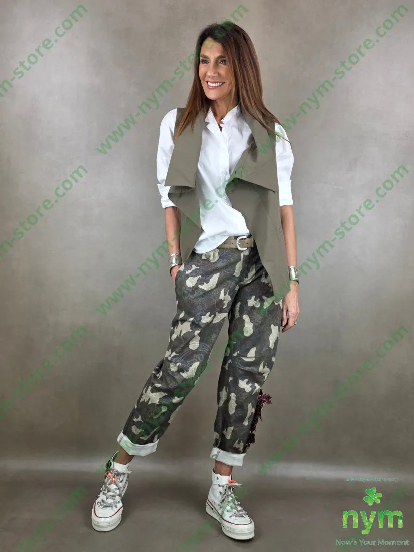 gilet cotone con tre bottoni 100co U / MILITARE / PE26 CAPOSPALLA