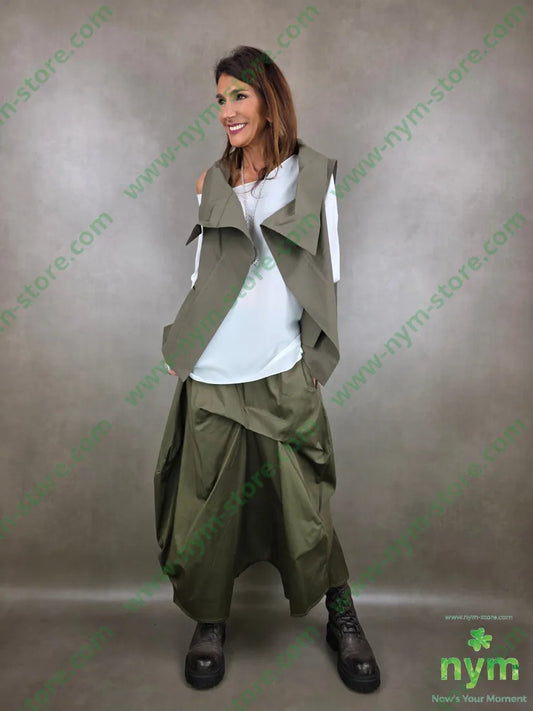 gilet cotone con tre bottoni 100co U / MILITARE / PE26 CAPOSPALLA