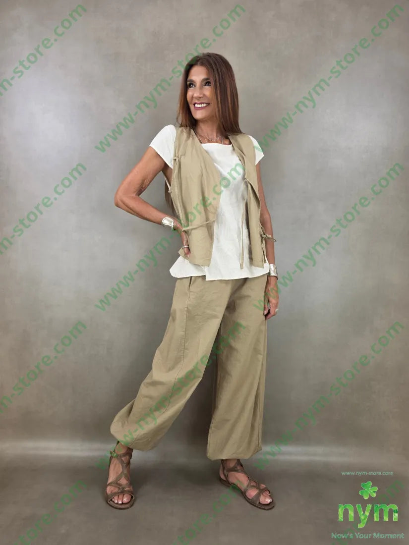 gilet cotone lino laccetti 85co15li - U / CAMMELLO / PE26 - CAPOSPALLA
