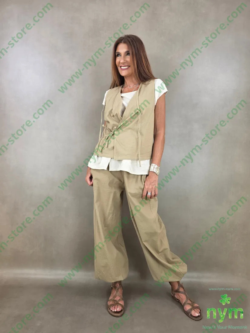 gilet cotone lino laccetti 85co15li - U / CAMMELLO / PE26 - CAPOSPALLA