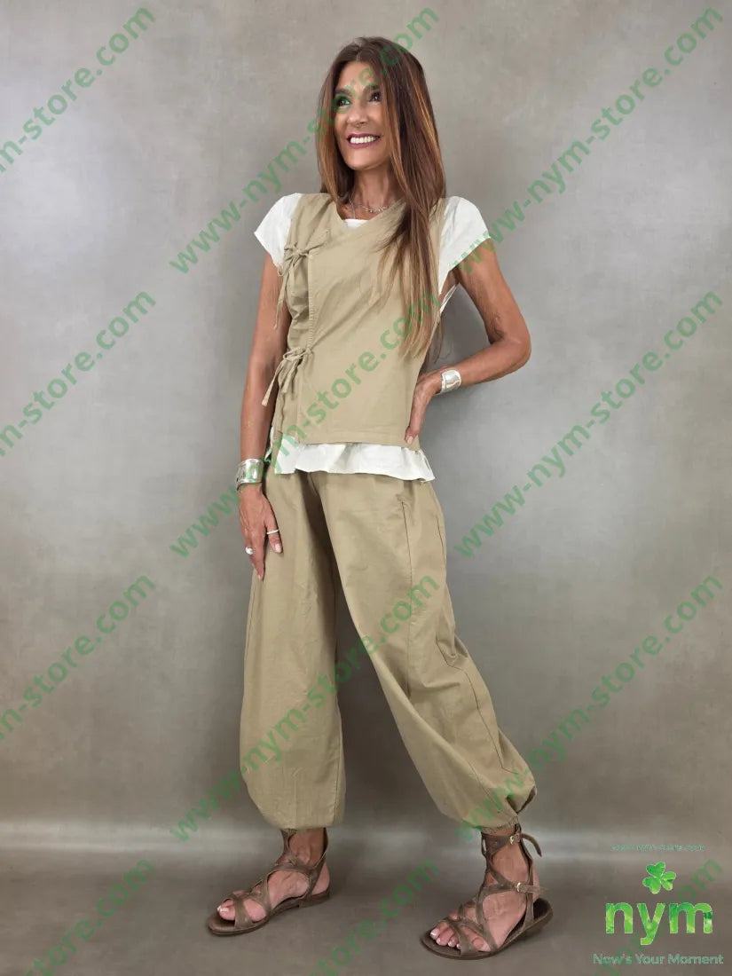 gilet cotone lino laccetti 85co15li - U / CAMMELLO / PE26 - CAPOSPALLA