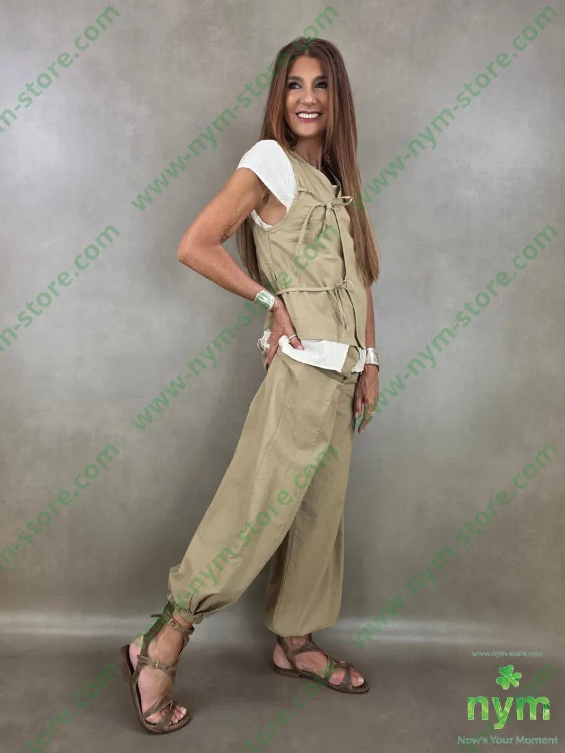 gilet cotone lino laccetti 85co15li - U / CAMMELLO / PE26 - CAPOSPALLA