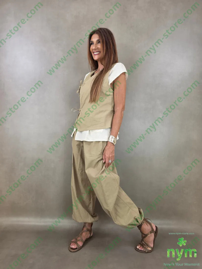 gilet cotone lino laccetti 85co15li - U / CAMMELLO / PE26 - CAPOSPALLA