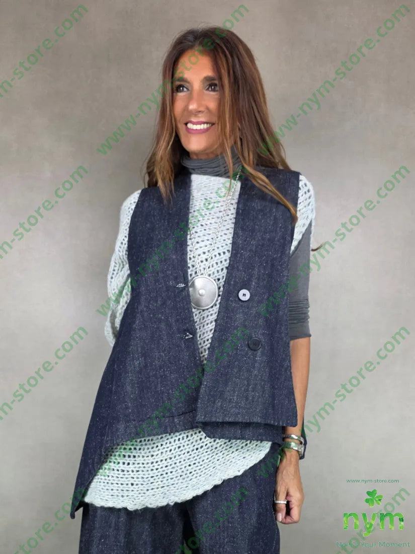 gilet denim due bottoni 100co U / DENIM / AI25 CAPOSPALLA