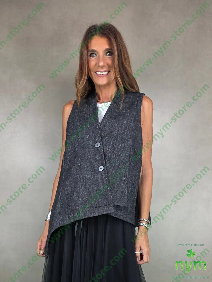 gilet denim due bottoni 100co U / ANTRACITE / AI25 CAPOSPALLA