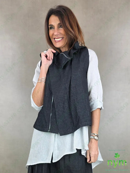 gilet doppiato in cotone cerniera 100co U / NERO / PE26 CAPOSPALLA
