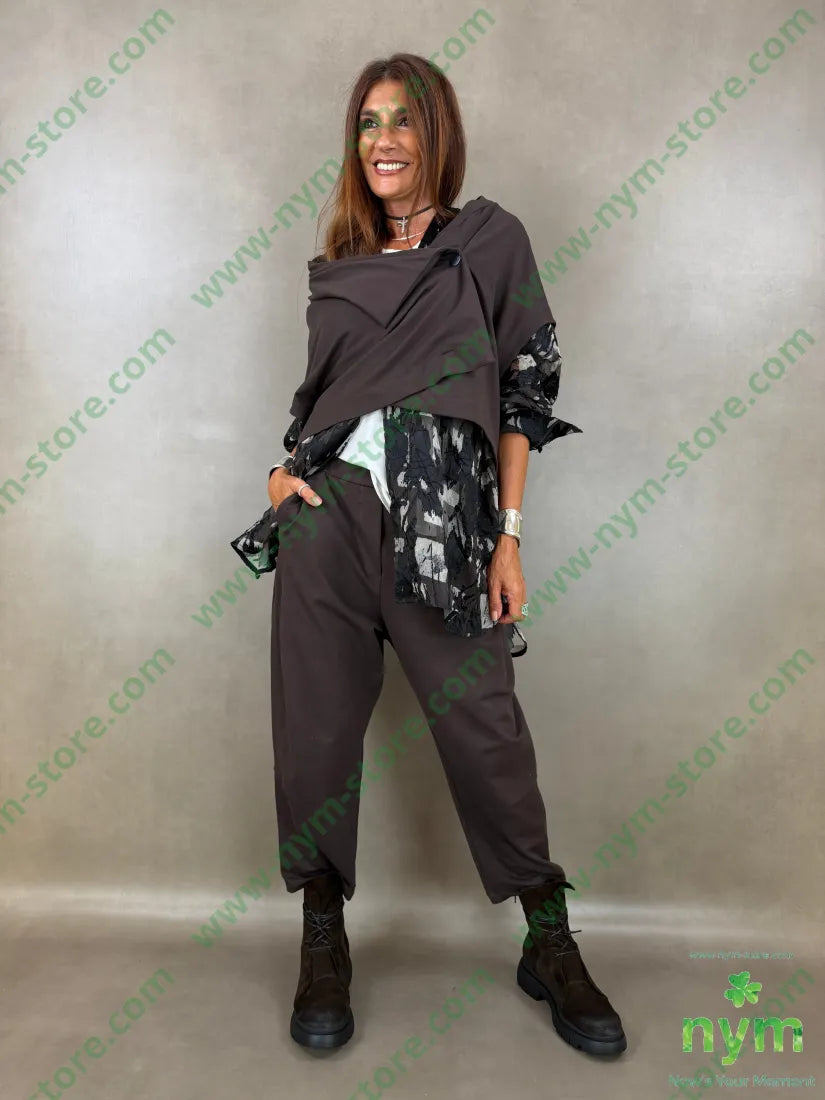 gilet felpa a poncho 100co - U / MARRONE / AI26 - CAPOSPALLA