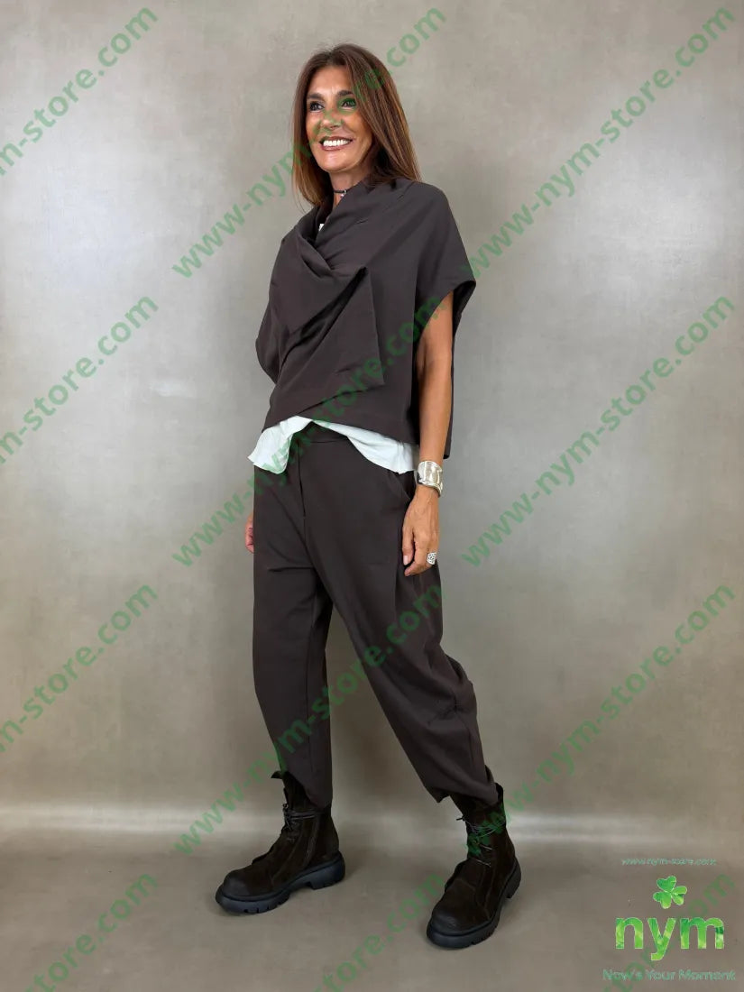 gilet felpa a poncho 100co - U / MARRONE / AI26 - CAPOSPALLA