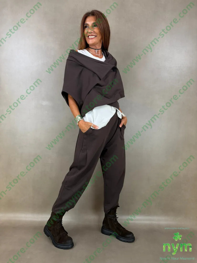 gilet felpa a poncho 100co - U / MARRONE / AI26 - CAPOSPALLA