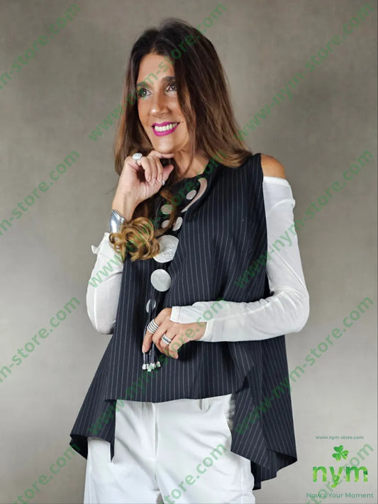 gilet gessato 93pl6ea1pl U / NERO / AI25 CAPOSPALLA