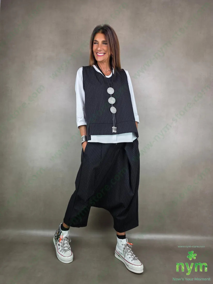 gilet gessato a scatola 93ny6ea1pl U / NERO / AI25 CAPOSPALLA