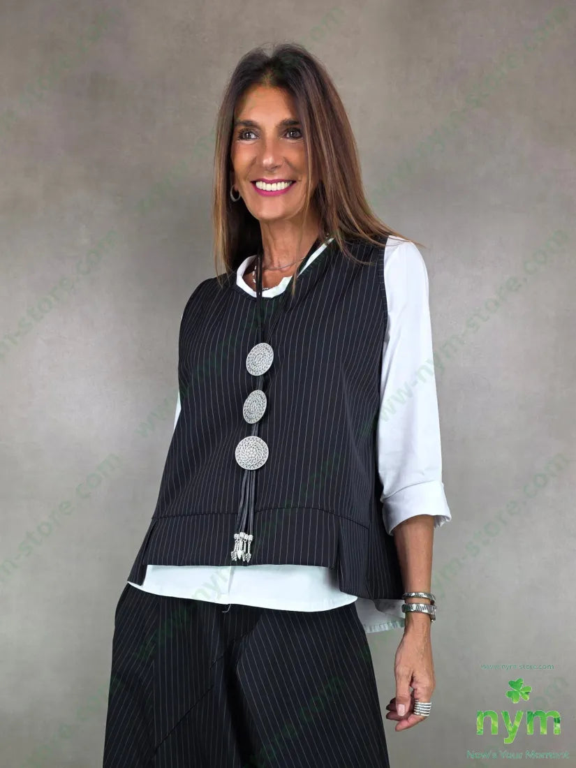 gilet gessato a scatola 93ny6ea1pl U / NERO / AI25 CAPOSPALLA