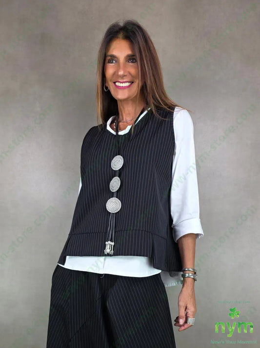 gilet gessato a scatola 93ny6ea1pl U / NERO / AI25 CAPOSPALLA