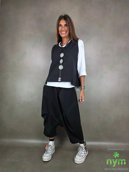 gilet gessato a scatola 93ny6ea1pl U / NERO / AI25 CAPOSPALLA