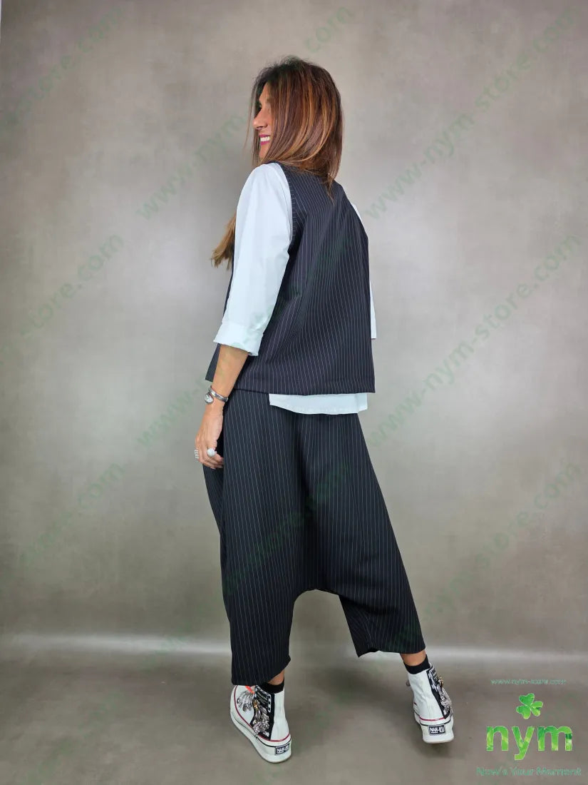 gilet gessato a scatola 93ny6ea1pl U / NERO / AI25 CAPOSPALLA