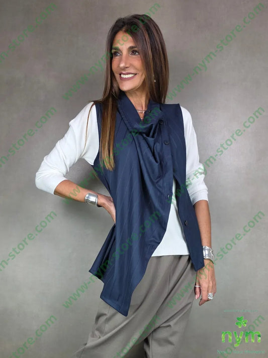 gilet gessato tono su tono 35vi30ny20wo5ea U / BLU / AI25 CAPOSPALLA