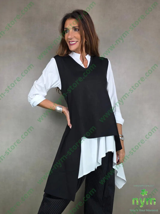 gilet in punto milano girocollo 65vi30pa5ea U / NERO / AI25 CAPOSPALLA