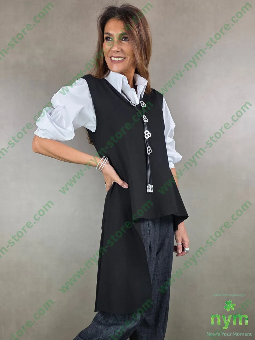 gilet in punto milano girocollo 65vi30pa5ea U / NERO / AI25 CAPOSPALLA