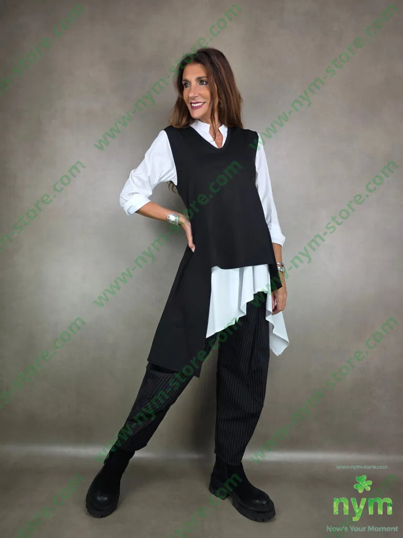 gilet in punto milano girocollo 65vi30pa5ea U / NERO / AI25 CAPOSPALLA