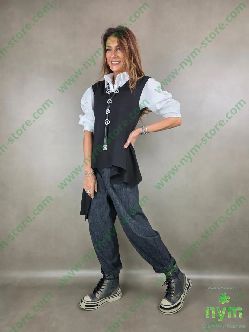 gilet in punto milano girocollo 65vi30pa5ea U / NERO / AI25 CAPOSPALLA