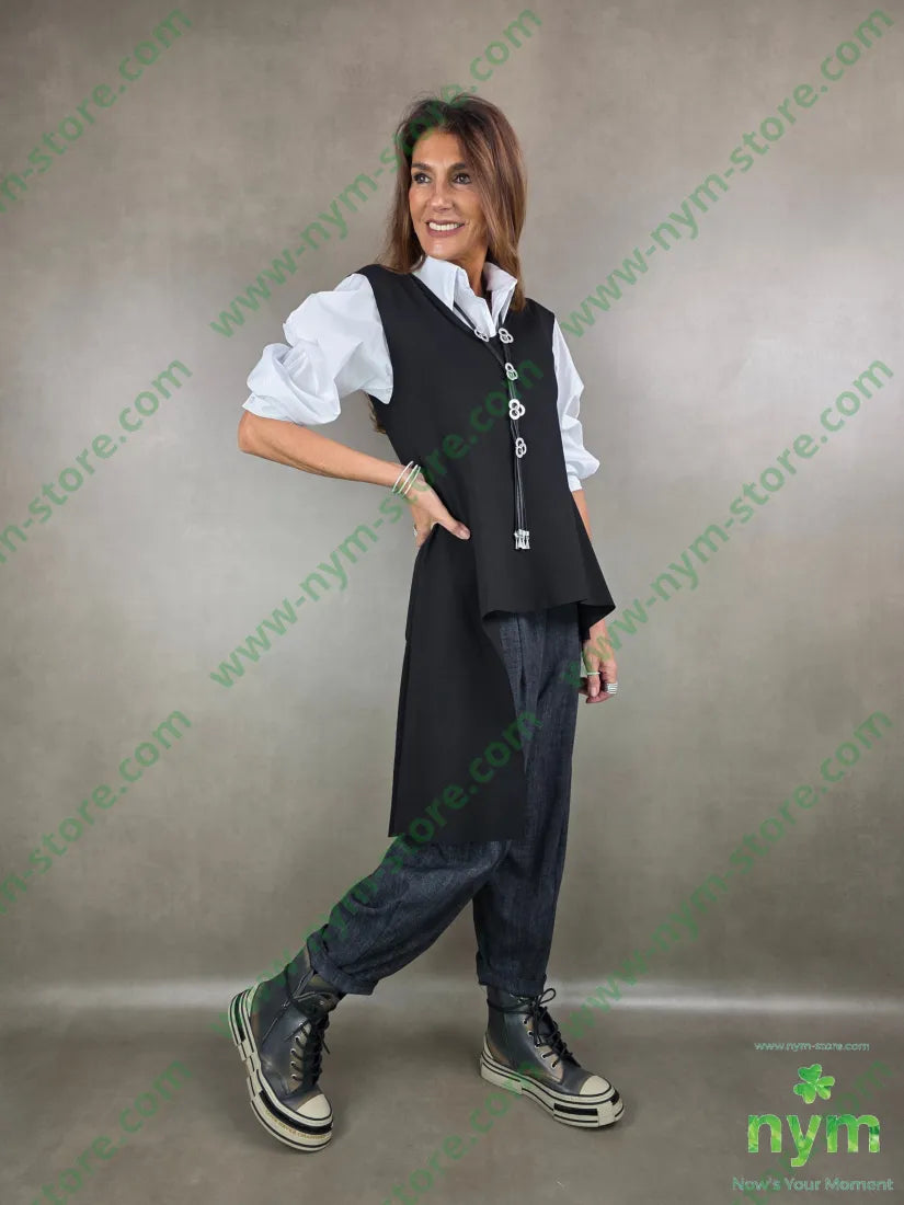 gilet in punto milano girocollo 65vi30pa5ea U / NERO / AI25 CAPOSPALLA