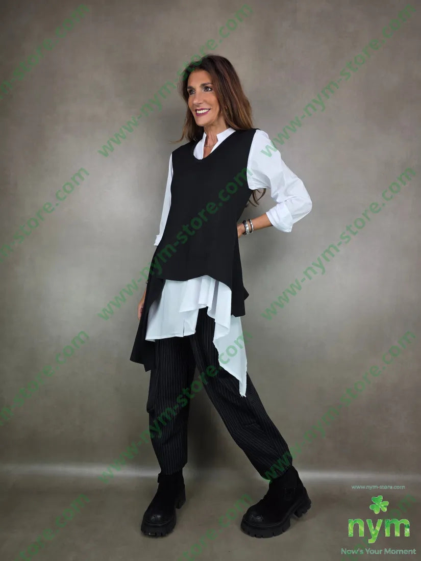 gilet in punto milano girocollo 65vi30pa5ea U / NERO / AI25 CAPOSPALLA