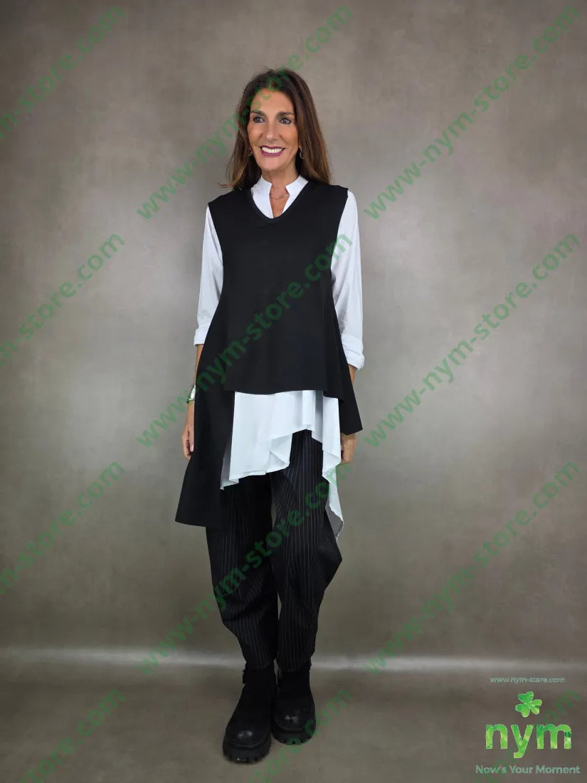 gilet in punto milano girocollo 65vi30pa5ea U / NERO / AI25 CAPOSPALLA