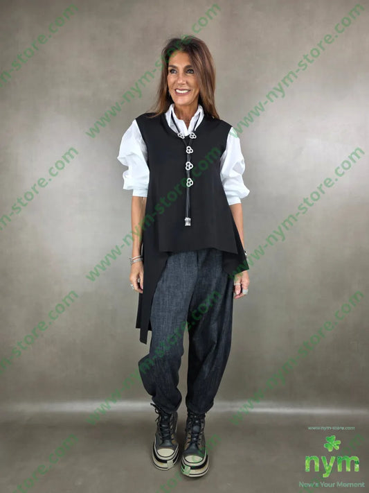 gilet in punto milano girocollo 65vi30pa5ea U / NERO / AI25 CAPOSPALLA
