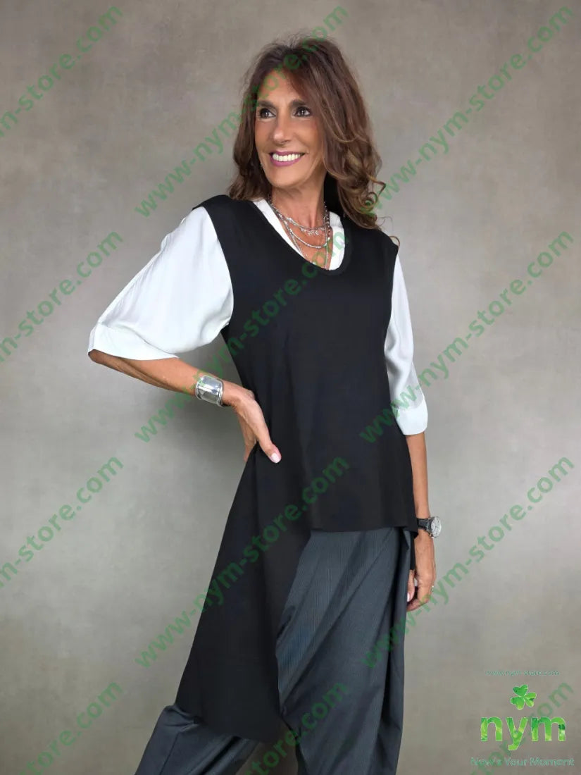 gilet in punto milano girocollo 65vi30pa5ea U / NERO / AI25 CAPOSPALLA