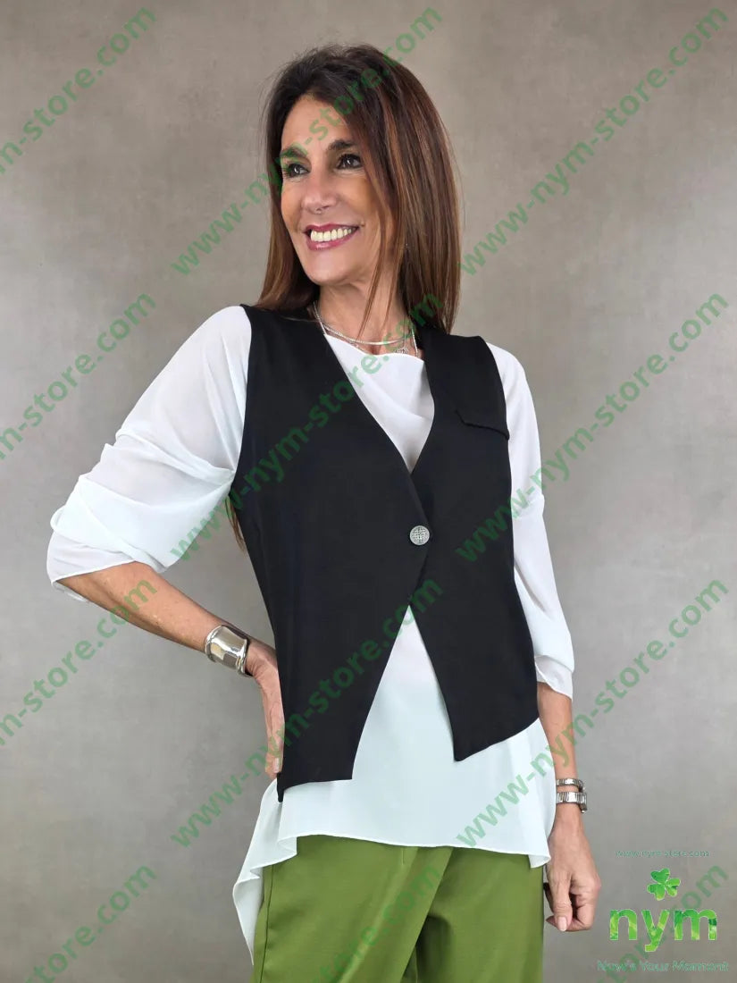 gilet irregolare pm 67vi27pa6ea 1 / NERO / PE26 CAPOSPALLA