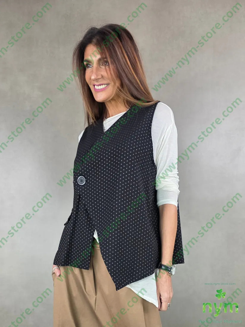 gilet jacquard un bottone 65co30ny5ea U / NERO / AI25 CAPOSPALLA