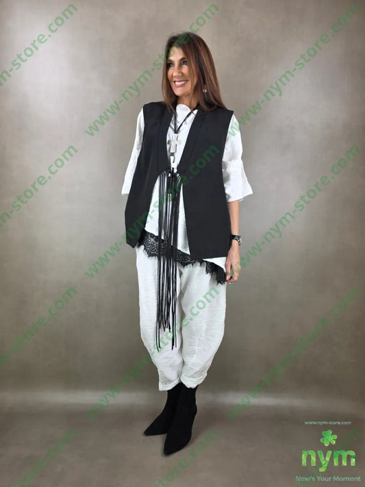 gilet laccetti lunghi 100pl U / NERO / PE26 CAPOSPALLA