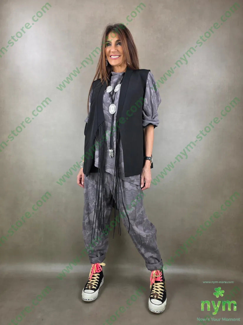 gilet laccetti lunghi 100pl U / NERO / PE26 CAPOSPALLA