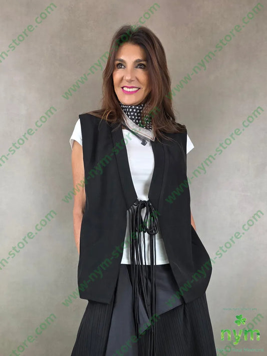 gilet laccetti lunghi 100pl U / NERO / PE26 CAPOSPALLA