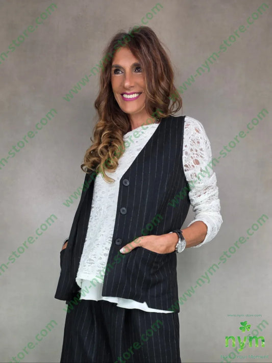 gilet lana gessato motivo dto 71pl12wv16wo1ea U / NERO / AI25 CAPOSPALLA