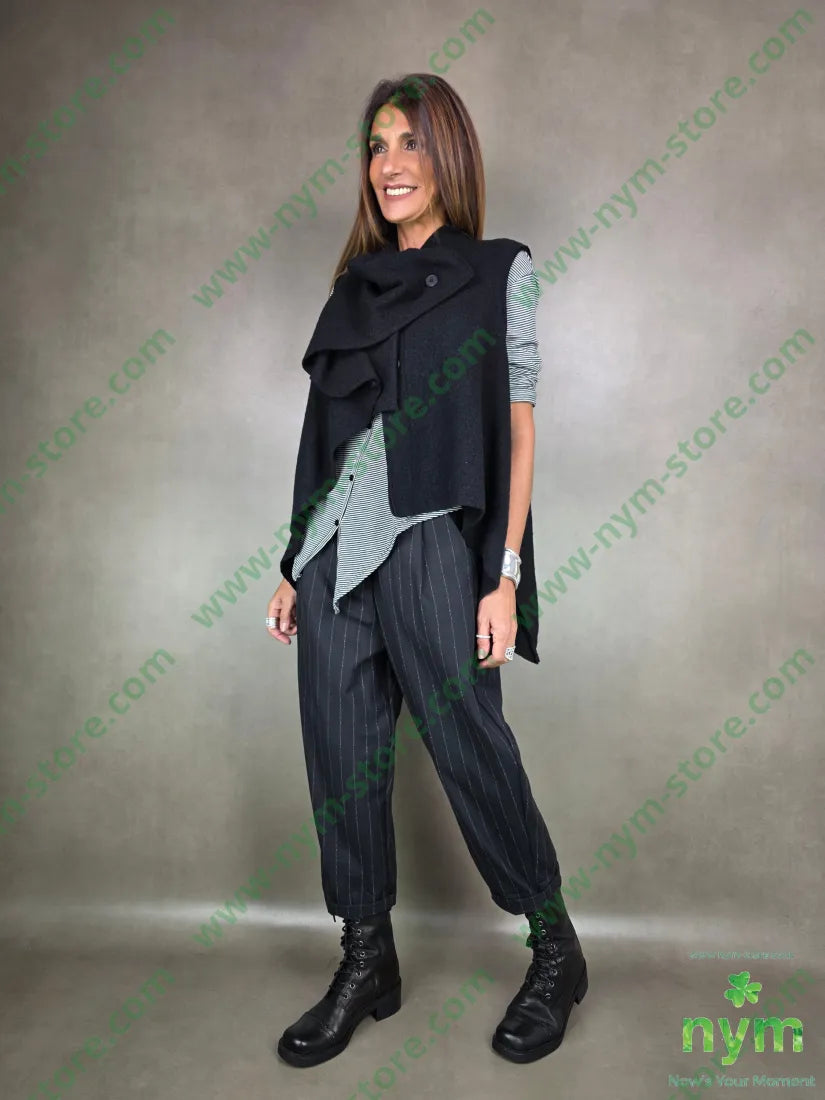 gilet lana vergine taglio vivo 100wo U / NERO / AI25 CAPOSPALLA