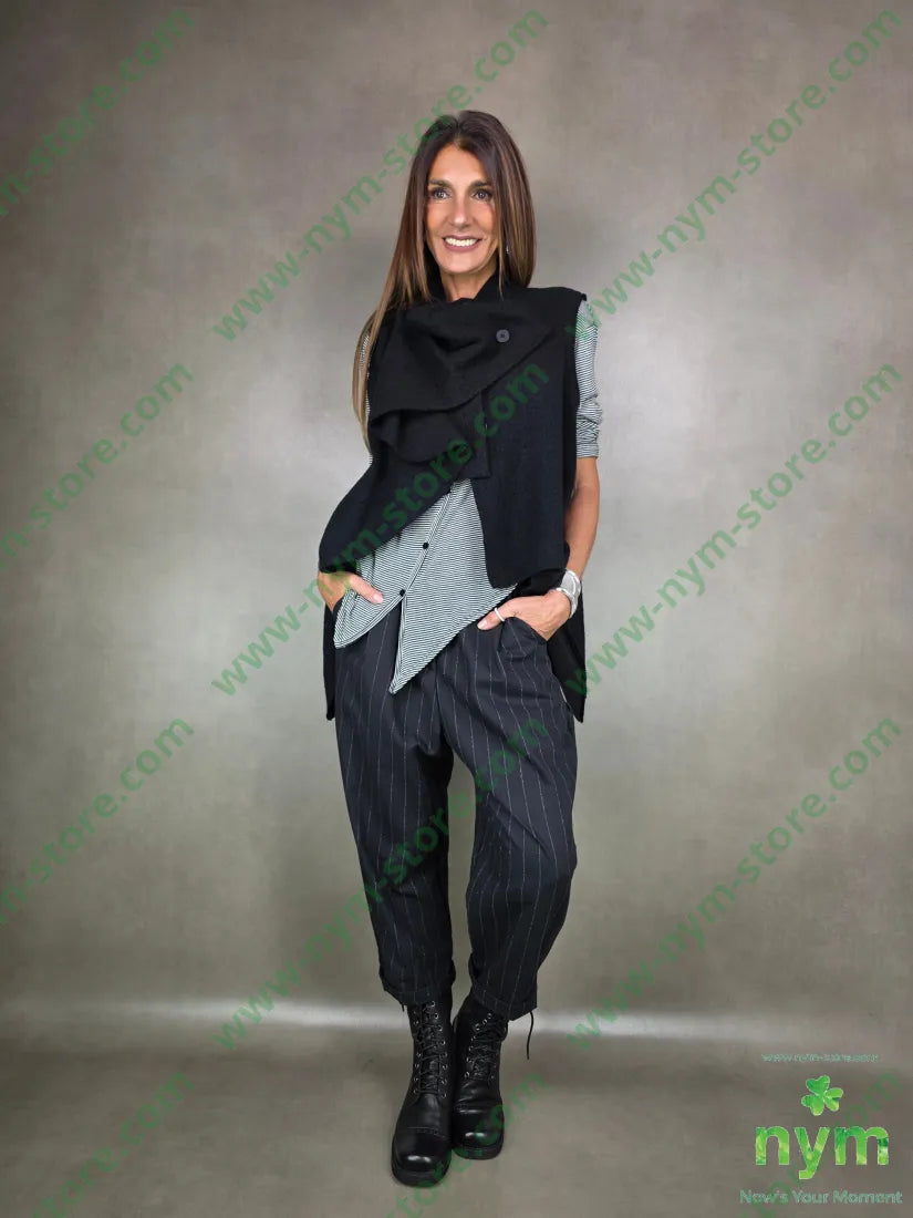 gilet lana vergine taglio vivo 100wo U / NERO / AI25 CAPOSPALLA