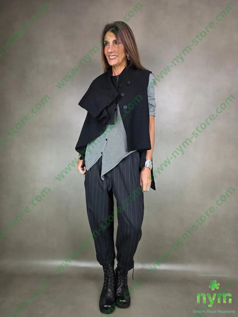 gilet lana vergine taglio vivo 100wo U / NERO / AI25 CAPOSPALLA