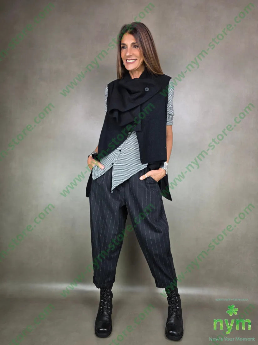 gilet lana vergine taglio vivo 100wo U / NERO / AI25 CAPOSPALLA