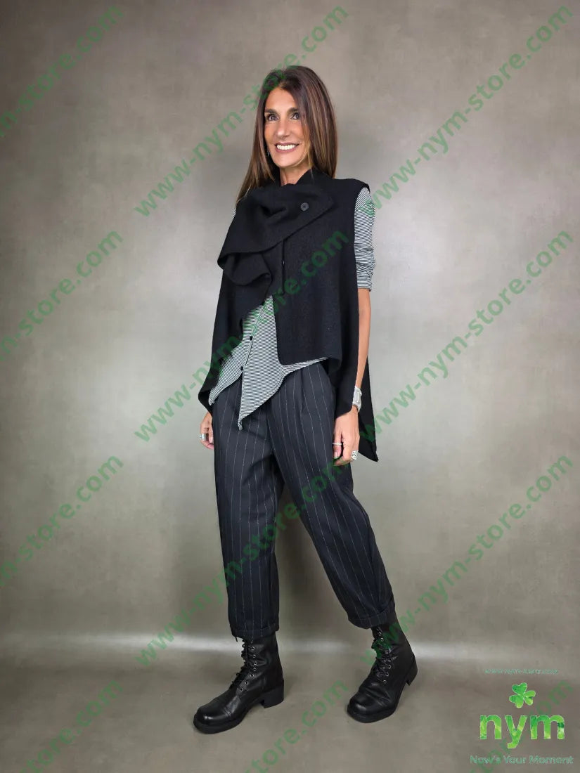 gilet lana vergine taglio vivo 100wo U / NERO / AI25 CAPOSPALLA