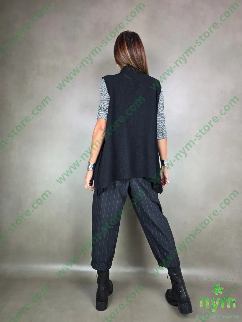 gilet lana vergine taglio vivo 100wo U / NERO / AI25 CAPOSPALLA