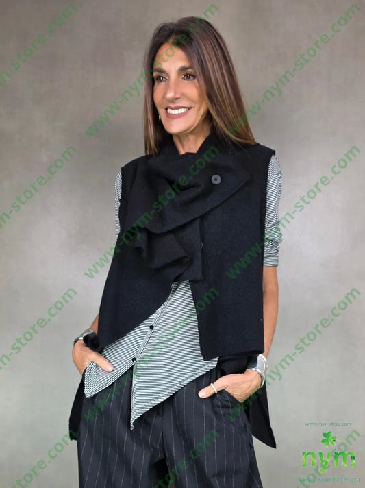 gilet lana vergine taglio vivo 100wo U / NERO / AI25 CAPOSPALLA