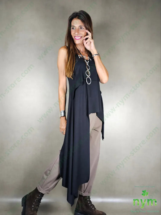 gilet lunghissimo lato viscosa 94vi6ea U / NERO / AI25 CAPOSPALLA