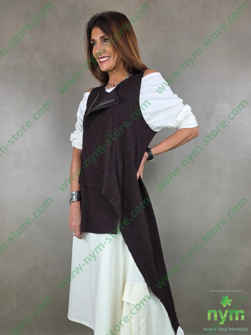 gilet lunghissimo lavorazione tre D 58pl37vi3ea2acr U / MARRONE / AI25 CAPOSPALLA