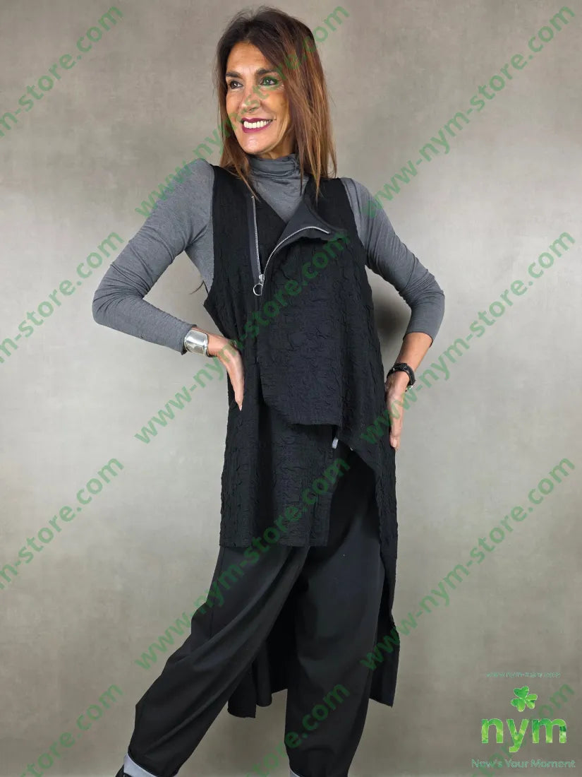 gilet lunghissimo lavorazione tre D 58pl37vi3ea2acr U / NERO / AI25 CAPOSPALLA