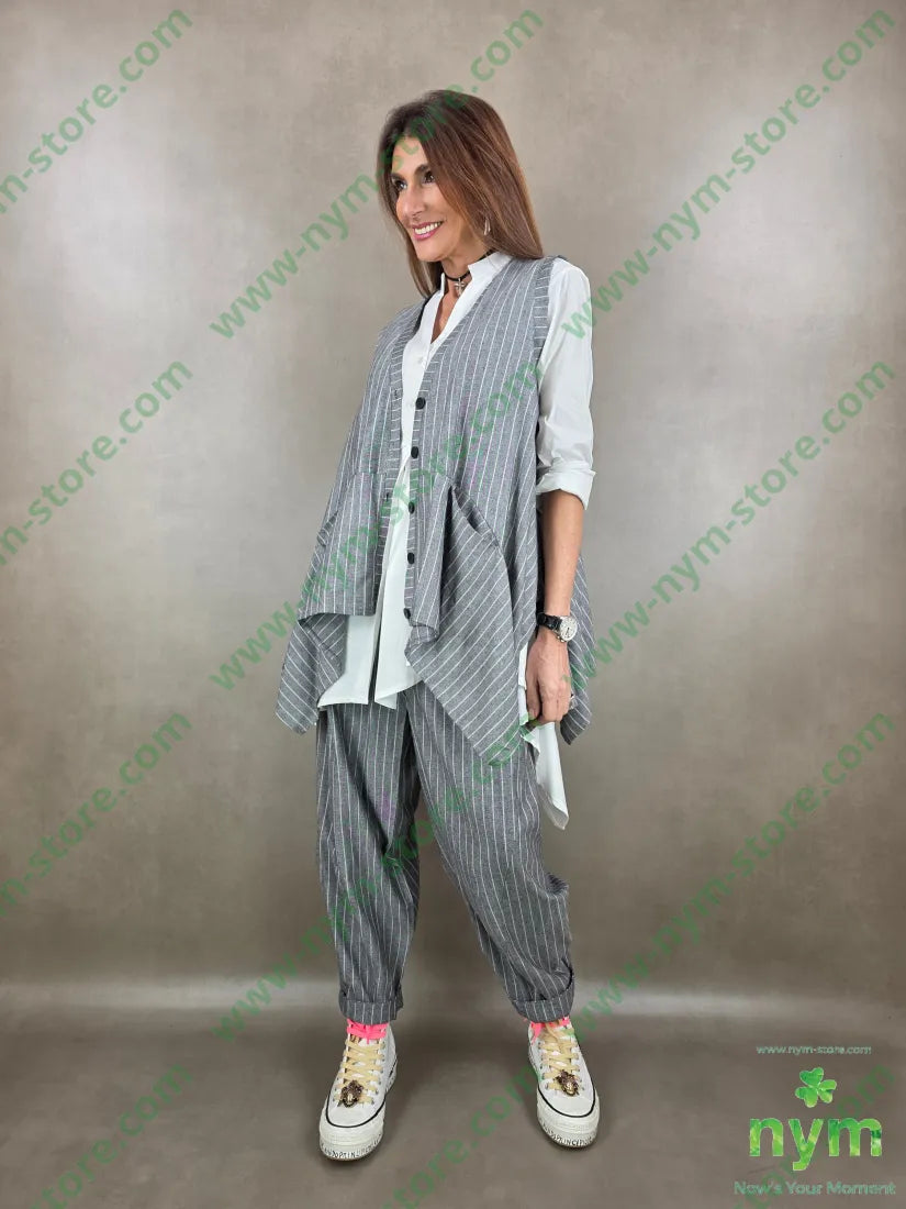 gilet misto lino gessato 55li45vi - U / GRIGIO C. / PE26 - CAPOSPALLA