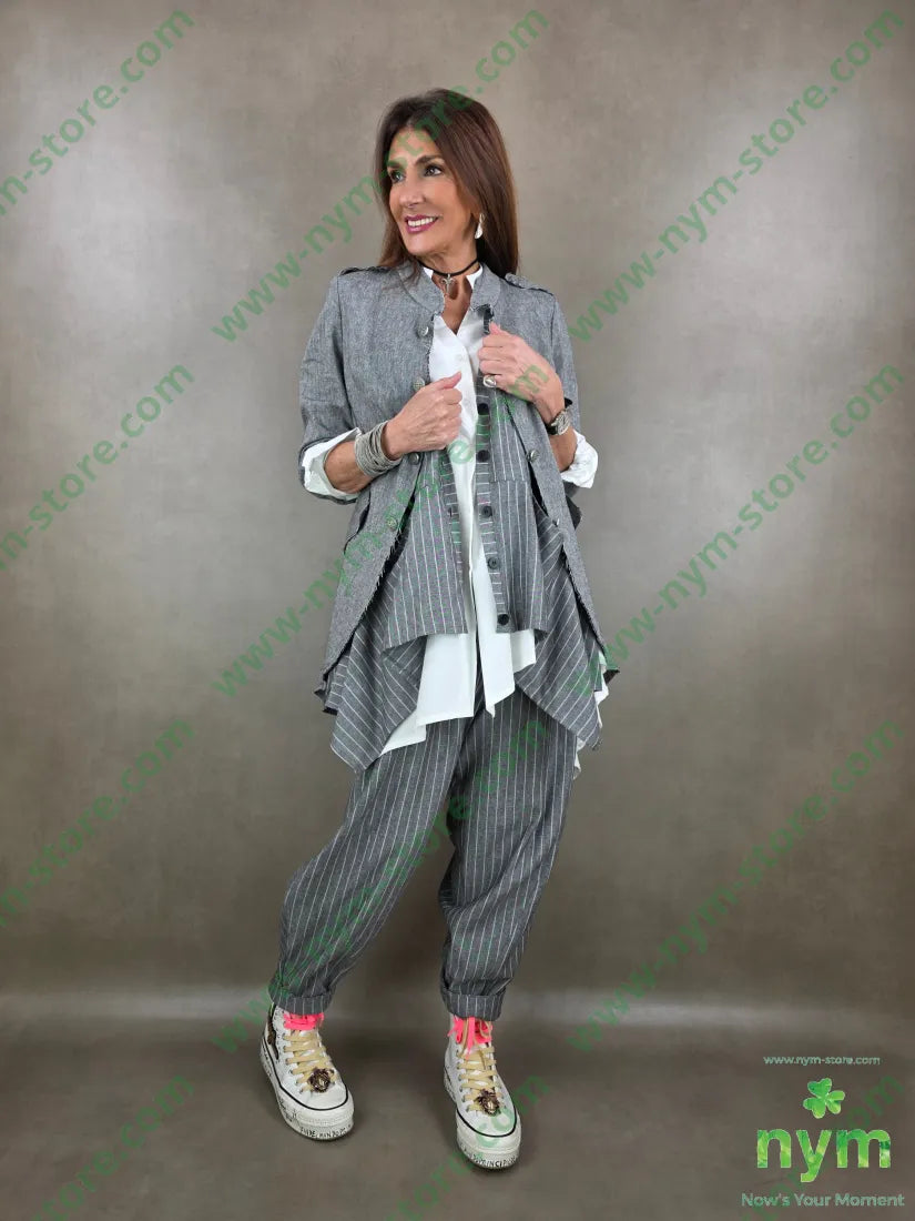 gilet misto lino gessato 55li45vi - U / GRIGIO C. / PE26 - CAPOSPALLA