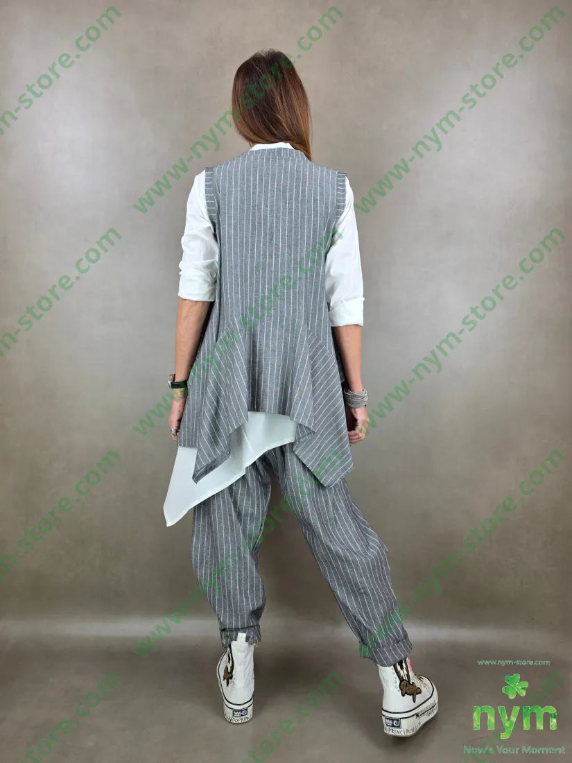 gilet misto lino gessato 55li45vi - U / GRIGIO C. / PE26 - CAPOSPALLA