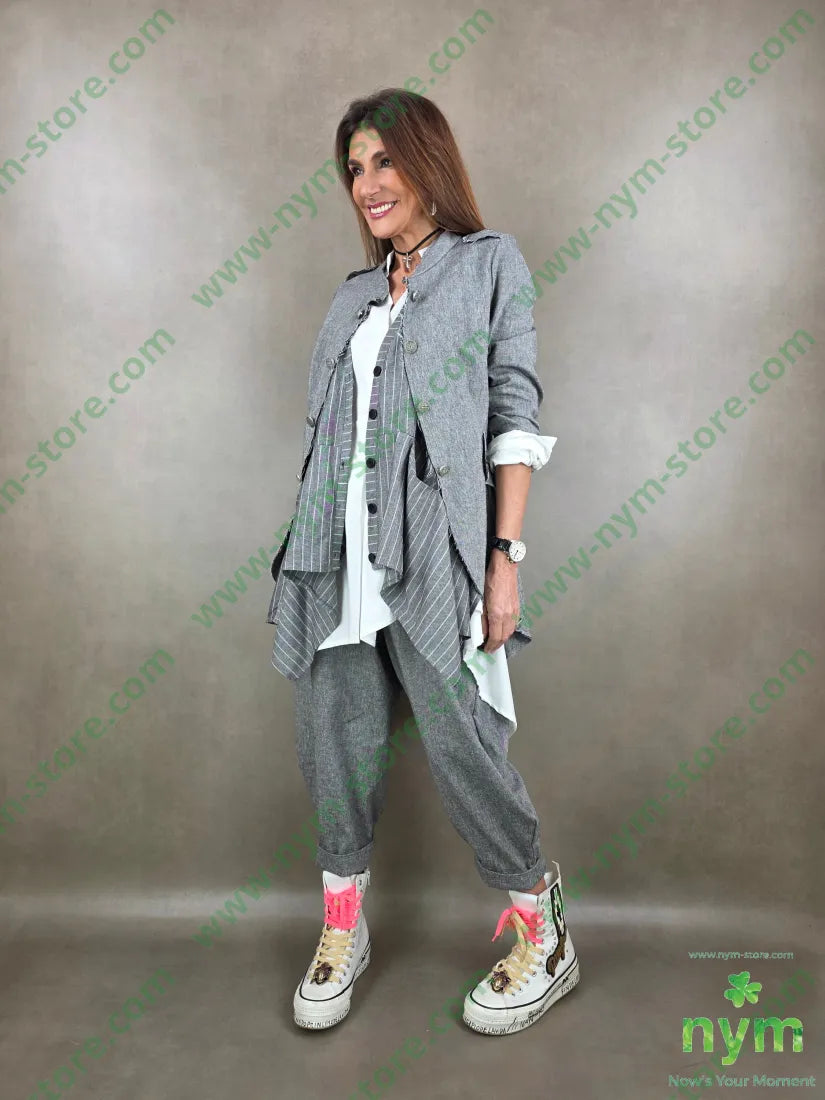 gilet misto lino gessato 55li45vi - U / GRIGIO C. / PE26 - CAPOSPALLA